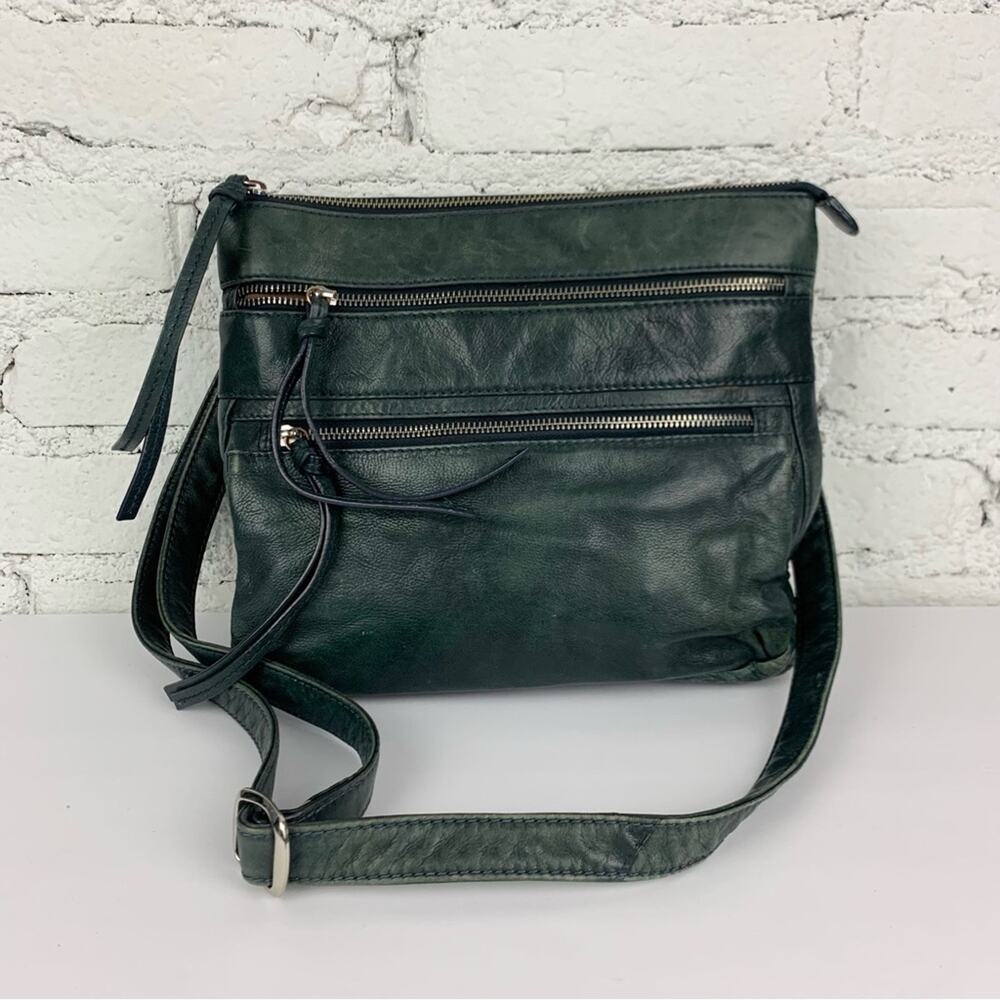 ili New York Leather Crossbody Purse RFID Double Zip Front